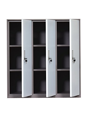 3 Door Metal Office Storage Locker,Steel Office Phone Bag Storge Locker with Lock and Shelves,Living Room Shoes Cabinet(3D) - Thumbnail 3