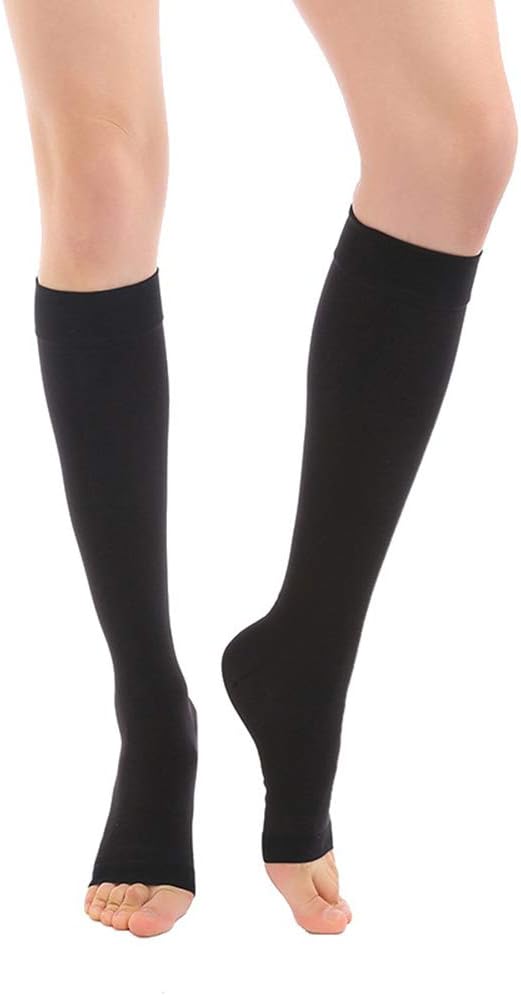 20-30mmHg Knee High Compression Socks Medical Open Toe Women & Men for Nursing,Edema,Varicose Veins,Surgery