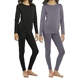 ViCherub Thermal Underwear Set for Girls 2 Sets Kids Long Johns with Fleece Lined Top & Bottom Base Layer Thermals for Girl