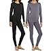 ViCherub Girls Thermal Underwear Set,Long Johns for Kids Ultra Soft Base Layer Fleece Lined Thermals Top and Bottom 2 Sets Black & Gray M