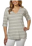 Nautica Ladies' V-neck Top with Roll Tab Tee (M, Gray/White)