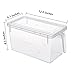MineDecor Plastic Storage Containers Square Handle Food Storage Organizer Boxes with Lids for Refrigerator Fridge Cabinet Desk (Set of 4 Pack, Large Organizer Bins)
