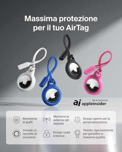 Custodia per AirTag con laccetto Secure Holder, guscio protettivo antigraffio per Air Tag – Bianco, Normal