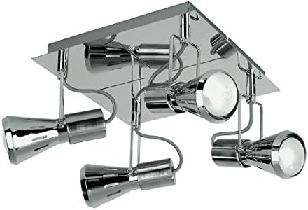 Fan Europe Ceiling Light Square to Four Lights E14, 40 W, Chrome, 24 x 24 [Energy Class B]