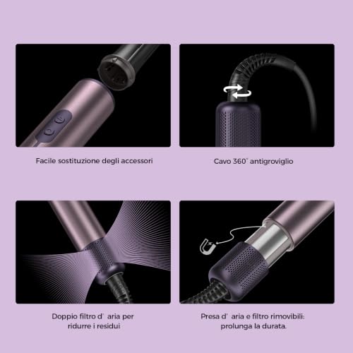 Air Styler 7-in-1 Coanda Modellatore Multifunzione Ionico, Custodia Pelle | Asciugatura rapida 1700W, Boucleur 30&40mm, per Tutti i Capelli: Arriccia, Liscia, Volumizza, Senza Danni, Ideale per Regalo