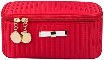 Alsomtec Multi-function Makeup Cosmetic Bag single layer with quality zipper travel Makeup Bag Toiletry Travel Kit (Red)