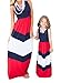 Kaoccy Mother and Daughter Stripe Stitching Boho Long Maxi Dress