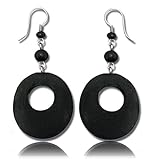 Earth Accessories Stainless Steel Organic Wood Dangle Earrings (Assorted Designs)