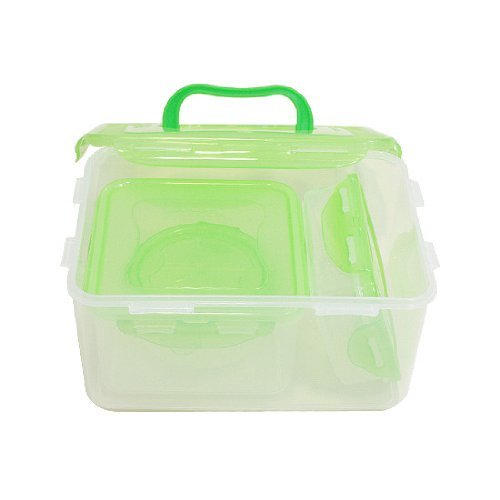 LOCK & LOCK 8-Piece Lunch Box, 4 Containers, Green Lid - Thumbnail 2