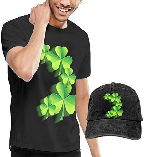 Men's Short Sleeves Clover T-Shirt + Jeans Hats Combo Set