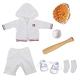 Ebuddy 7pc/Set Baseball Softball Doll Clothes Include- Hoodie, Shorts, Ball, Gloves, Shoes, Socks and Bat Fit For 18 inch Dolls