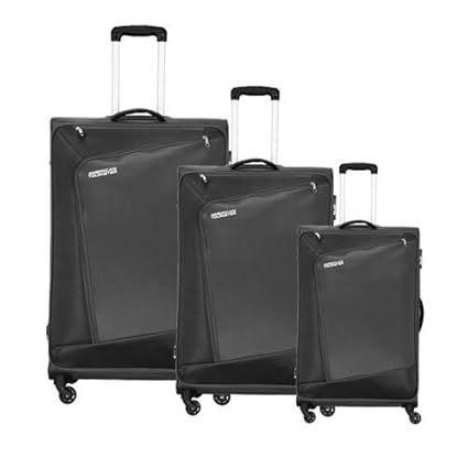 American Tourister Vienna Plus Black Trolley Bag with Wheels - Combo Set of 3 Sizes