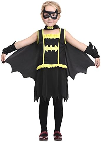 Girlscos Girl's Wonder Woman Costume 4 Piece Suit Kids Halloween Cosplay Costumes Small Black