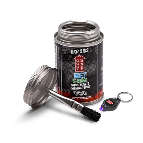 Errecom BKR 5102 E-BIKE WET Lube Bike Chain for Electric Bikes - 120 ml, Wet and Muddy Weather Conditions, fluorescent and scented formula, All-In-One Can, Brush included