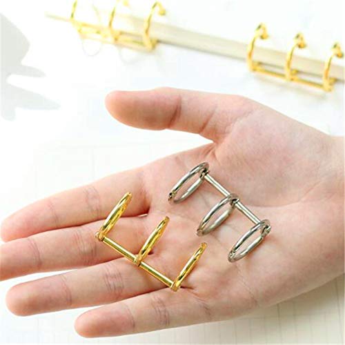 Grekywin 8 Pcs 3-Rings Metal Loose Leaf Binder Rings Clip for Notebook Diary Photo Album (Gold Tone & Silver Tone) - Thumbnail 3