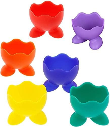 ZIZLY Silicone Egg Cup Holders Breakfast Egg Serving Cups for Hard and Soft Boiled Egg Holder, Egg Separator Serving Cups Sponge Egg Colorful (6)