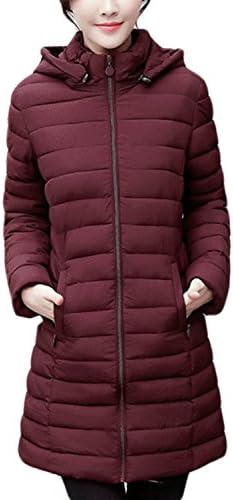 Sevozimda Women Casual Zip Hooded Winter Warm Slim Quilted Ultralight Long Parkas Outwear