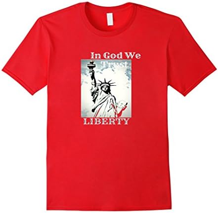 Mens In God We Trust Statue Of Liberty T-Shirt Medium Red