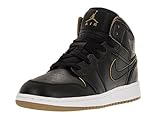 Jordan 1 Mid Black/Metallic Gold-White (Big Kid)