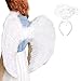 Jackcell Angel Wings and Halo Headband For Kids Costumes, Feather Dress up Fancy Cosplay Party For Girls Women Adults (White, Large 23.6