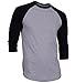 DREAM USA Men's Casual 3/4 Sleeve Baseball Tshirt Raglan Jersey Shirt H Gray/Black XL