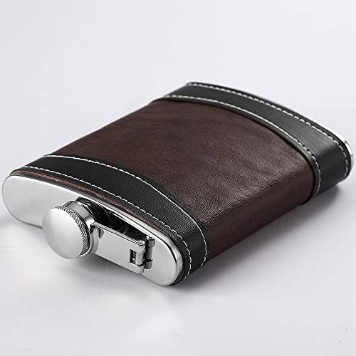 YWQ Premium 1 Pack 8 Oz Hip Flask for Liquor Soft Touch Leather Wrap with Funnel,18/8 Stainless Steel Highest Food Grade Leak Proof Classic Flask - Thumbnail 6