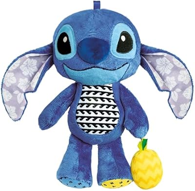 Peluche Disney Stitch - Blandito De Peluche Colorado, Recièn Nacidos Estimulaciòn Multisensoriàl, Desarrollo De Percepción Tactil y Psicomotricidad Fina, Juguete Bebé 3-36 Meses, 17918