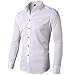 Men's Bamboo Fiber Dress Shirts Slim Fit Solid Long Sleeve Casual Button Down Shirts, Elastic Formal Shirts for Men,White Shirts, 15.5