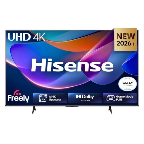 Hisense 50 50A6STUK 4K Ultra HD AI Smart TV with Freely, Netflix, Disney+ and YouTube - AI 4K Upscaler, AI Smooth Motion, Game Mode Plus, Dolby Vision, Voice Control, DTS Virtual: X, Filmmaker Mode