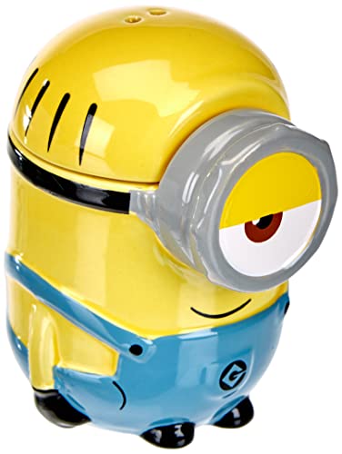 Despicable Me - Minions eierdopje met zoutvaatje in keramiek in geschenkverpakking, blauw/geel/zwart, 7 x 7 x 9,5 cm