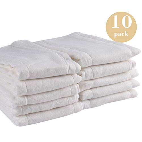 Prefold Baby Diaper Burp Cloths 10 Pack - Unbleached Premium Cotton, Fasoar 3 Ply Baby Washable Diaper Covers for Babies to Toddlers Multi-Use (10-35 lbs)
