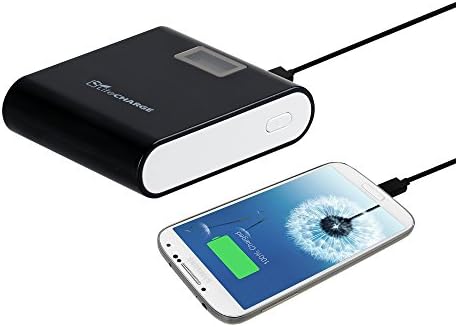 LifeCHARGE Mega LCD 7800 mAh Portable Dual USB Power Bank External Battery Charger for Smartphones, iPad, iPhone, Tablets - Retail Packaging - Black