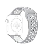 For Apple Watch Band 42mm, Rain Good Soft Silicone Replacement Band Sports Wristbands Strap for Apple iWatch Series 1 Series 2, Sport, Edition(Silver/White)