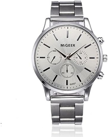 Ikevan Men's Watch-MIGEER Fashion Men Crystal Stainless Steel Analog Quartz Wrist Watch Bracelet