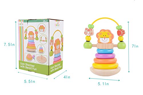 image for KAJA Wooden Rainbow Stacker Baby Ring Stacking Up Toys Blocks Stacker 