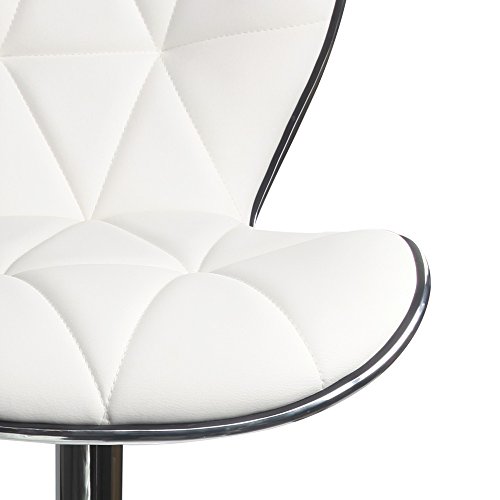 Leopard Shell Back Adjustable Swivel Bar Stools, PU Leather Padded with Back, Set of 2 (White