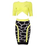 Whoinshop Women's Bodycon Skirt Set 2 Pieces 3/4 Sleeves Celebrity Bandage Dress