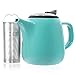Tealyra - Daze Ceramic Teapot Turquoise - 27-ounce (2-3 cups) - Small Stylish Ceramic Teapot with Stainless Steel Lid - Extra-Fine Infuser To Brew Loose Leaf Tea