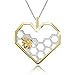 Lotus Fun S925 Sterling Silver Necklace Pendant Honeycomb Bee Pendant with Link Chain length 17inches, Handmade Unique Jewelry Gifts for Women