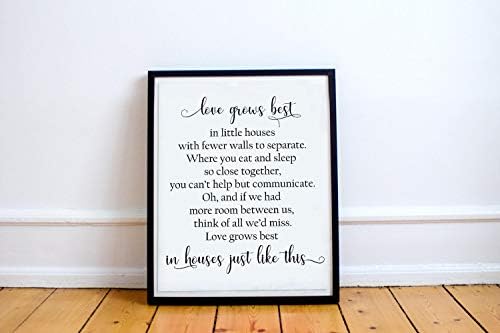 Seleprint Love Grows Best in Little Houses Little Houses Sign Love Grows Best Art Housewarming Little Houses Quote Print Family Sign Framed Print Wall Art