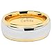100S JEWELRY Tungsten Rings for Men Women Wedding Band Two Tones Gold Silver Engagement Sizes 6-16