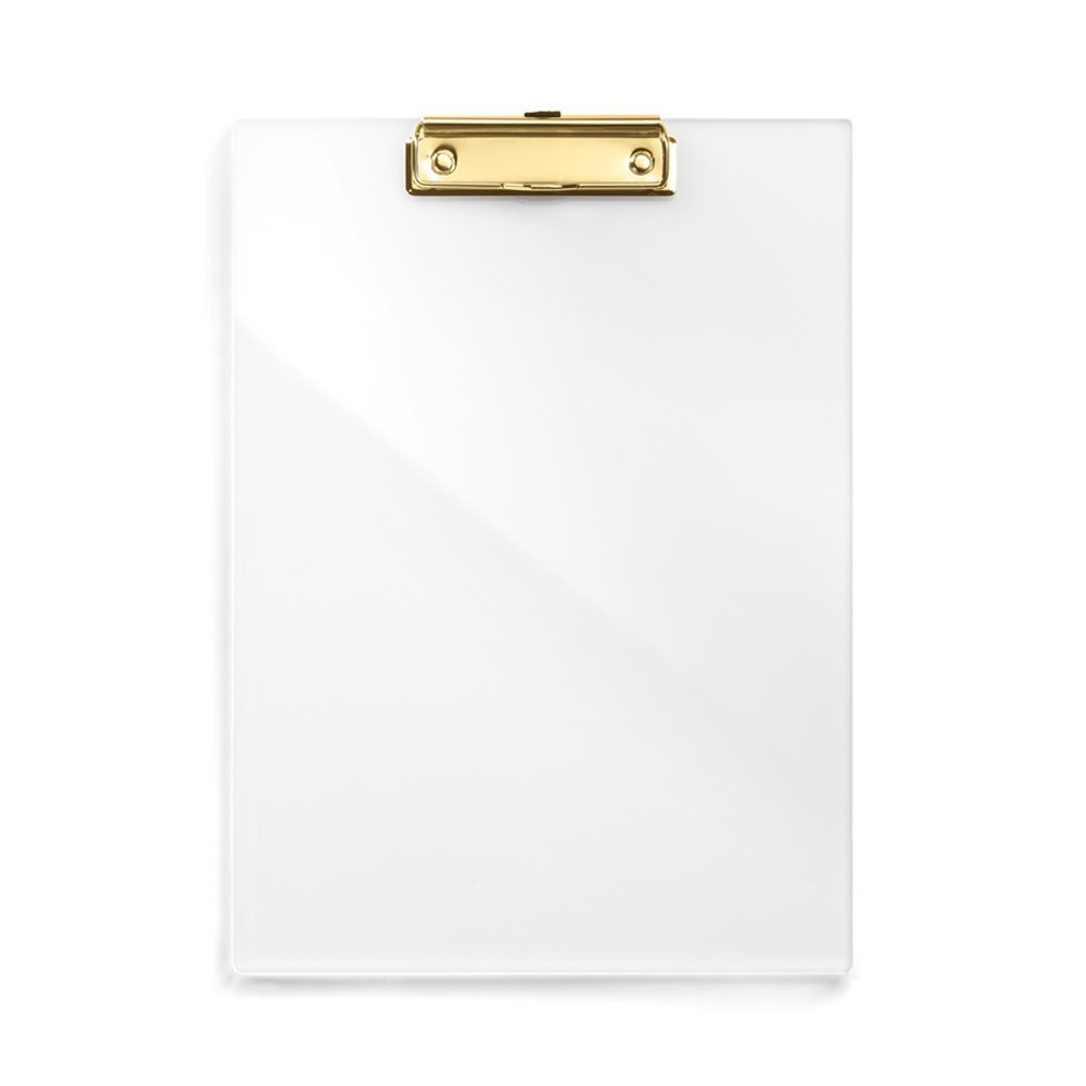 russell+hazel Acrylic Clip Board, Gold-Toned Hardware, 9” x 12”