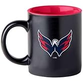 Boelter Brands Two Toned Matte Black Coffee Mug, NHL Team Logo with Inner Team Color (Washington Capitals)