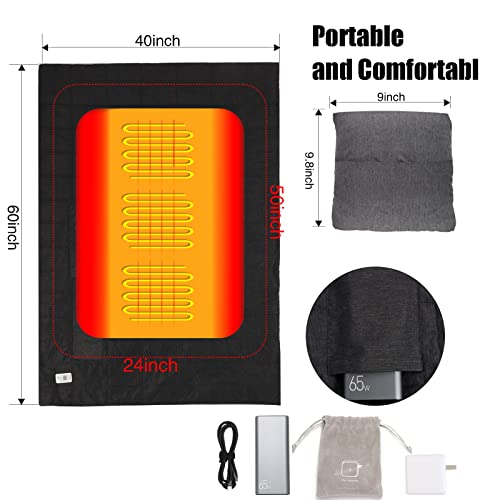 Heated Blanket Battery Operated Portable Outdoor USB Heating Blanket 60