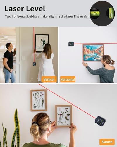 Tyrry 4 in 1 Laser Level with Dust Collecting Drill, Bubble Level, Electronic Vacuum Suction Cup and Wall Bracket, Rechargeable Leveling Tool for Hanging Pictures and Renovations