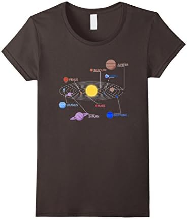Womens Solar System T-Shirt Large Asphalt
