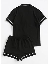 Floerns - Conjunto de pijamas de manga corta para mujer, 2 piezas