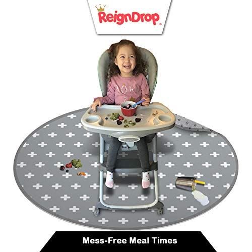 54" Large REIGNDROP Splat Mat for High Chair, Play Mat, Picnic, Art Crafts for Baby, Kids, Non Slip, Waterproof, Washable, Portable, Durable, Reusable Splash, Spill Mat Pet Litter (Round Plus Signs) - Thumbnail 7