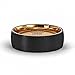 Duke Collections Mens Wedding Band Two Tone Black Rose Gold Tungsten Ring Brushed Center Dome 8mm Comfort Fit
