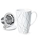Sweese 201.234 Porcelain Tea Mug with Infuser and Lid, 15 OZ, Line
